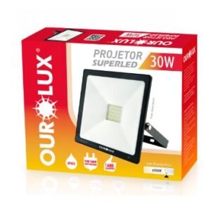 PROJETOR LED SLIM 50W BIV PRETO 6500 OUROLUX 03265