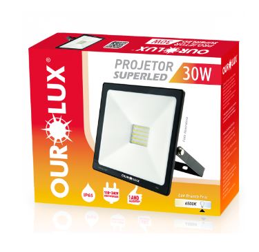 PROJETOR LED SLIM 50W BIV PRETO 6500 OUROLUX 03265