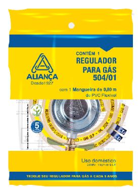 REGULADOR GAS 504/01 BT COM 80CM MANGUEIRA ALIANÇA 059514