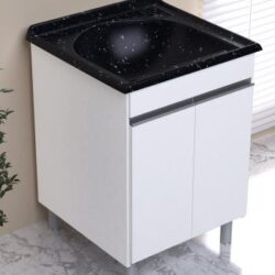 TANQUE 1 BOCA COM GABINETE AMELIA 61X61X84CM PRETO RORATO 598008
