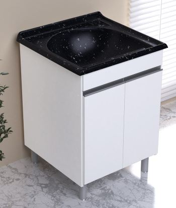 TANQUE 1 BOCA COM GABINETE AMELIA 61X61X84CM PRETO RORATO 598008