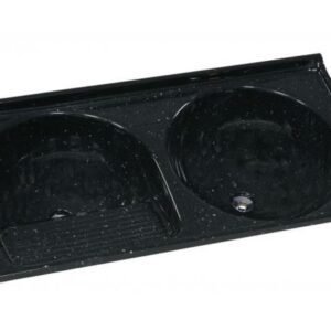 TANQUE 2 BOCAS MARMORE SINTETICO N2 110X55X24CM PRETO RORATO 500208
