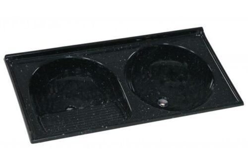 TANQUE 2 BOCAS MARMORE SINTETICO N2 110X55X24CM PRETO RORATO 500208