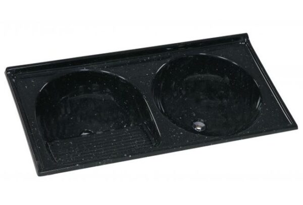 TANQUE 2 BOCAS MARMORE SINTETICO N2 110X55X24CM PRETO RORATO 500208