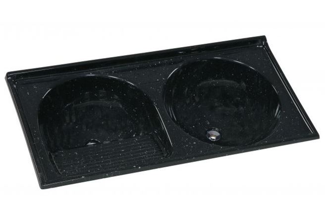 TANQUE 2 BOCAS MARMORE SINTETICO N2 110X55X24CM PRETO RORATO 500208