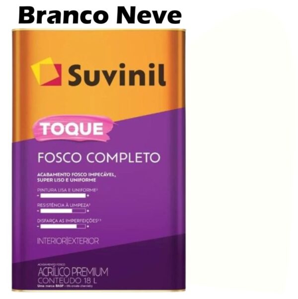 TINTA ACRILICA TOQUE FOSCO COMPLETO 18L BRANCO NEVE SUVINIL