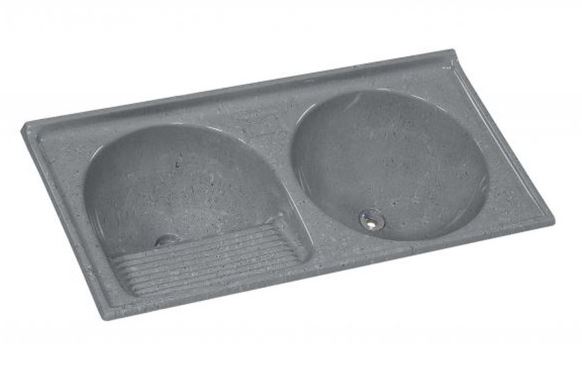 TANQUE 2 BOCAS MARMORE SINTETICO N2 110X55X24CM CINZA RORATO 500210