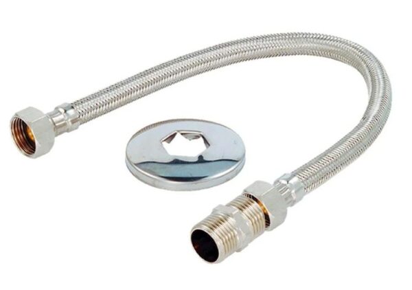 ENGATE FLEXIVEL INOX TRANÇADO 30CM 1/2" ULTRA METAIS