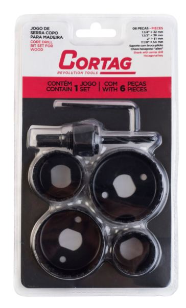 SERRA COPO P/ MADEIRA - JOGO C/ 6 PECAS C/ GUIA CORTAG 60234
