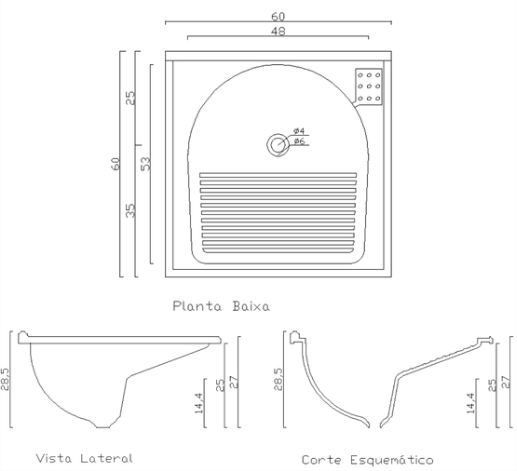 TANQUE 1 BOCA MARMORE SINTETICO N.1 60X60X25CM CINZA RORATO 500310