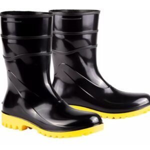 BOTA BORRACHA PVC PRETA SOLA AMARELA S/F S/B CARTOM 37