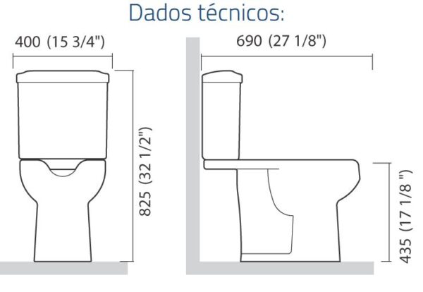 KIT BACIA LUNA MEDIC IP9400 + CAIXA ACOPLADA IC9400 BRANCA ICASA