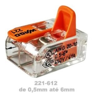 CONECTOR PARALELO EMENDA 41A 2X0,5-6MM 221-612 WAGO (2-AWG 20-10)