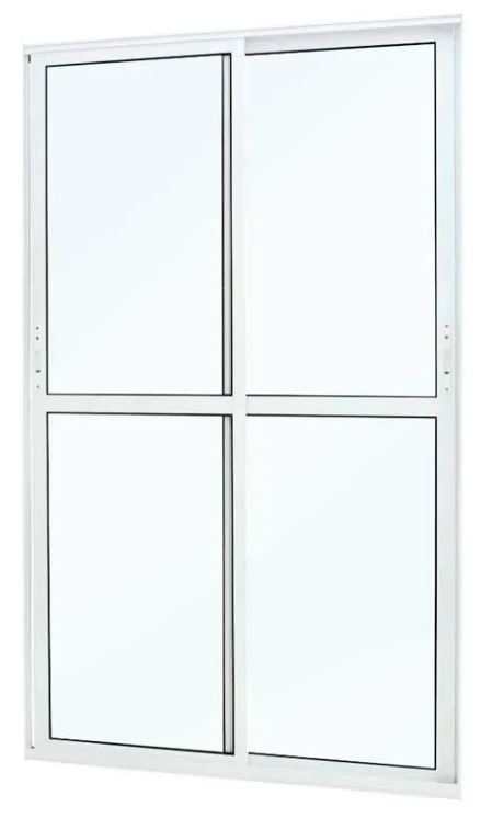 PORTA CORRER LATERAL 2F ALUMINIO MASTER D/E C/VIDRO BRANCA 210X120 JP