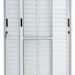 PORTA CORRER ALUMINIO MASTER BALCAO 3F D/E C/VIDRO BRANCA 210X150 JP (ENC10)