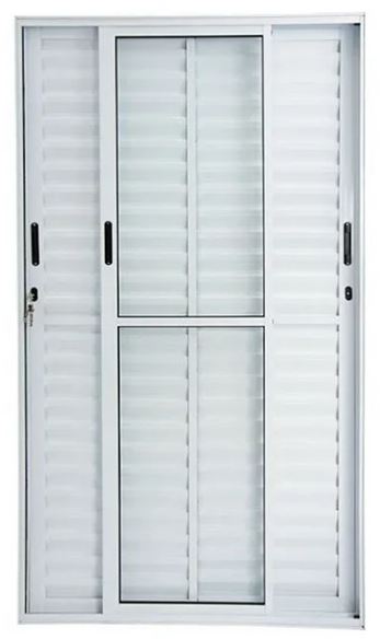 PORTA CORRER ALUMINIO MASTER BALCAO 3F D/E C/VIDRO BRANCA 210X150 JP (ENC10)