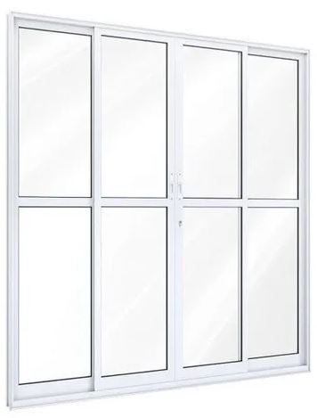 PORTA CORRER ALUMINIO MASTER 4FOLHAS C/VIDRO BRANCA 210X180 JP (ENC10)