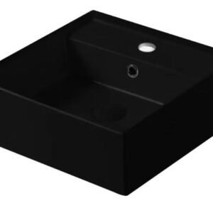 CUBA DE LOUÇA QUADRADA APOIO COM MESA 41X41X15CM PRETA NEOS
