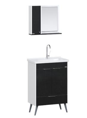 KIT GABINETE + ESPELHEIRA + CUBA ROMA PRETO COM PÉS RORATO