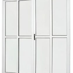PORTA DE CORRER CENTRAL ALUMINIO C/ VIDRO BRANCO 4F 200X210 JP