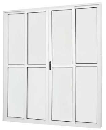 PORTA DE CORRER CENTRAL ALUMINIO C/ VIDRO BRANCO 4F 200X210 JP