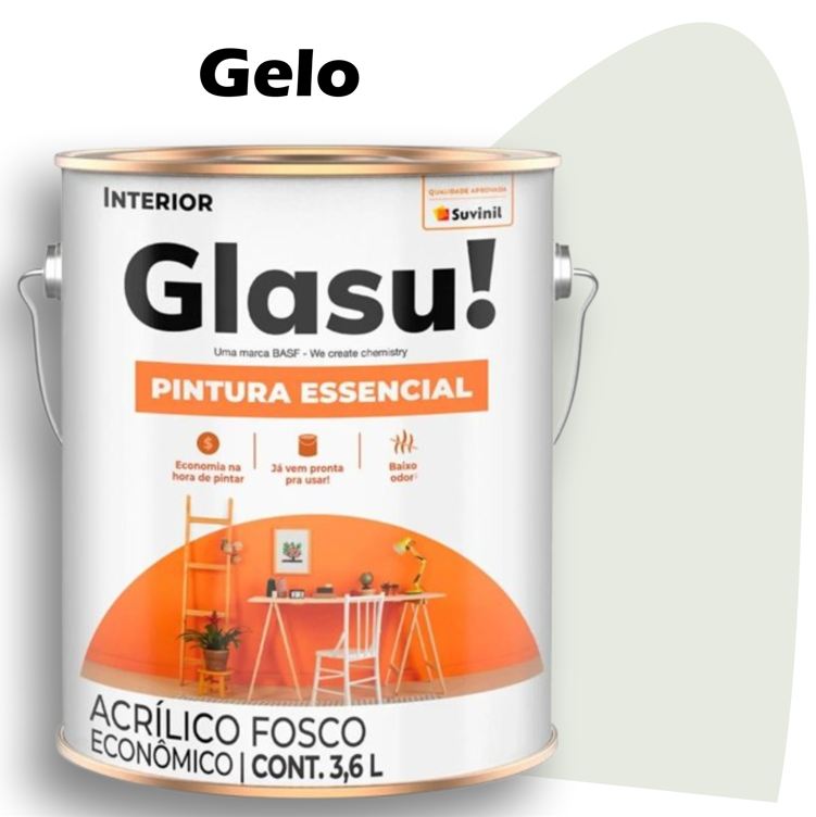 08a7e0d6-bc67-4054-8ad3-c5dad93d7d76 TINTA ACRILICA FOSCA GLASU PINTURA ESSENCIAL 3,6L GELO SUVINIL