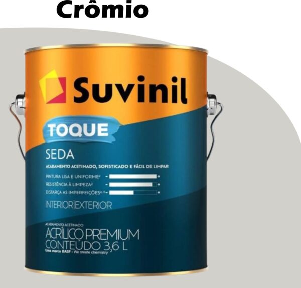 TINTA ACRILICA ACETINADA TOQUE SEDA 3,6L CROMIO SUVINIL