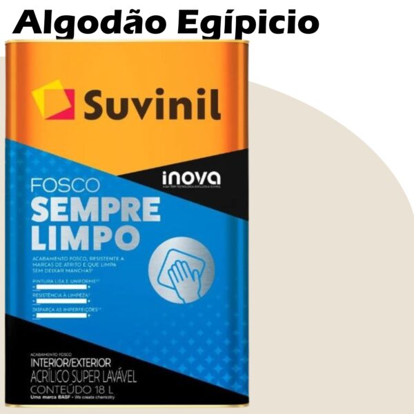 TINTA ACRILICA FOSCO SEMPRE LIMPO 18L ALGODAO EGÍPICIO SUVINIL