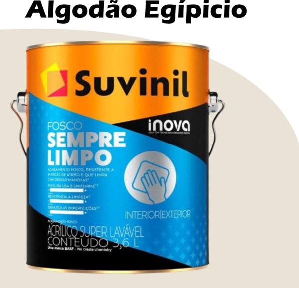 TINTA ACRILICA FOSCO SEMPRE LIMPO 3,6L ALGODAO EGÍPICIO SUVINIL