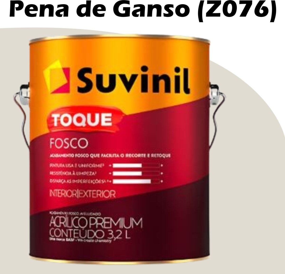bdda5cd3-b419-4606-87ca-7a36af7be77e TINTA ACRILICA TOQUE FOSCO (CLASSICA) 3,2L (A) PENA DE GANSO (Z076) SUVINIL