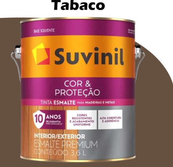 ESMALTE SOLVENTE COR PROTECAO BRILHANTE 3,6L TABACO SUVINIL