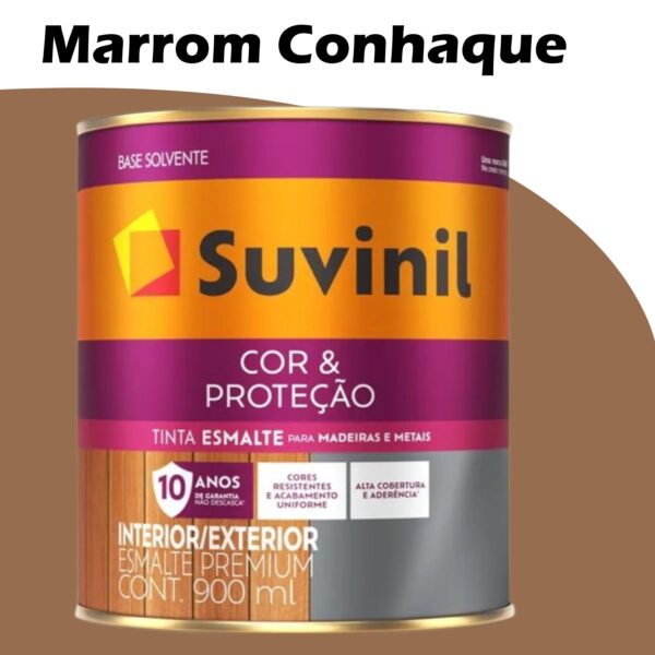 ESMALTE SOLVENTE COR PROTECAO BRILHANTE 0,9L MARROM CONHAQUE SUVINIL