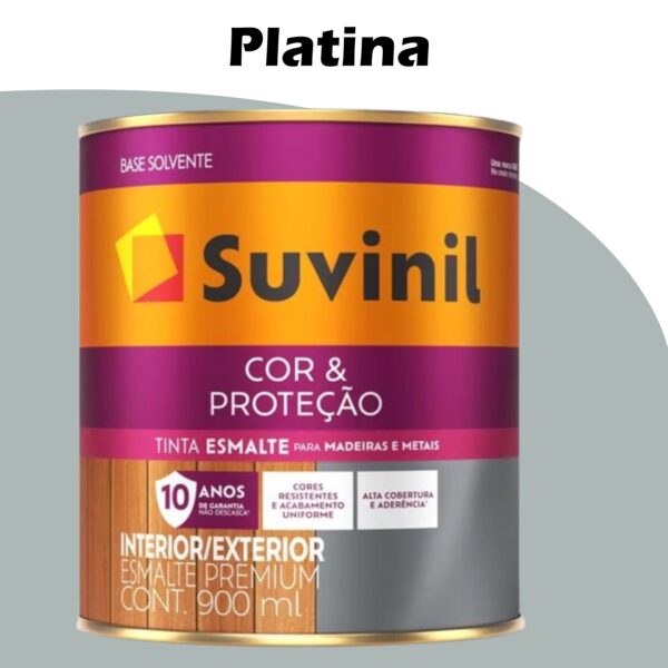 ESMALTE SOLVENTE COR PROTECAO BRILHANTE 0,9L PLATINA SUVINIL