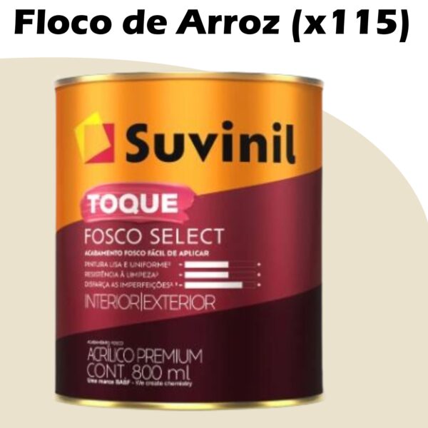 TINTA ACRILICA TOQUE FOSCO BASE A 0,8L SUVINIL FLOCOS DE ARROZ (X115)