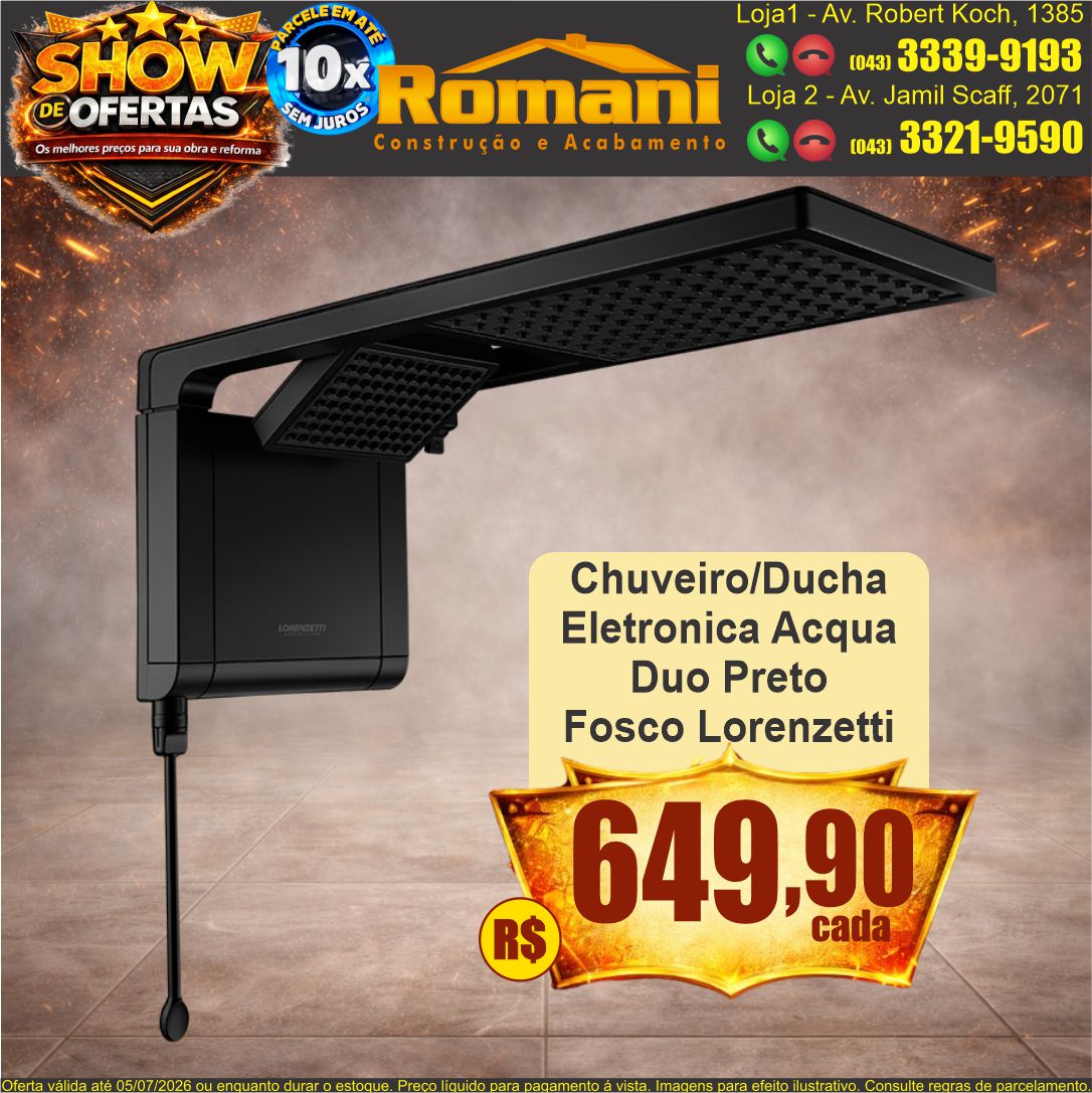 chuveiro + ducha acqua duo preto fosco black mate lorenzetti show de ofertas promocao