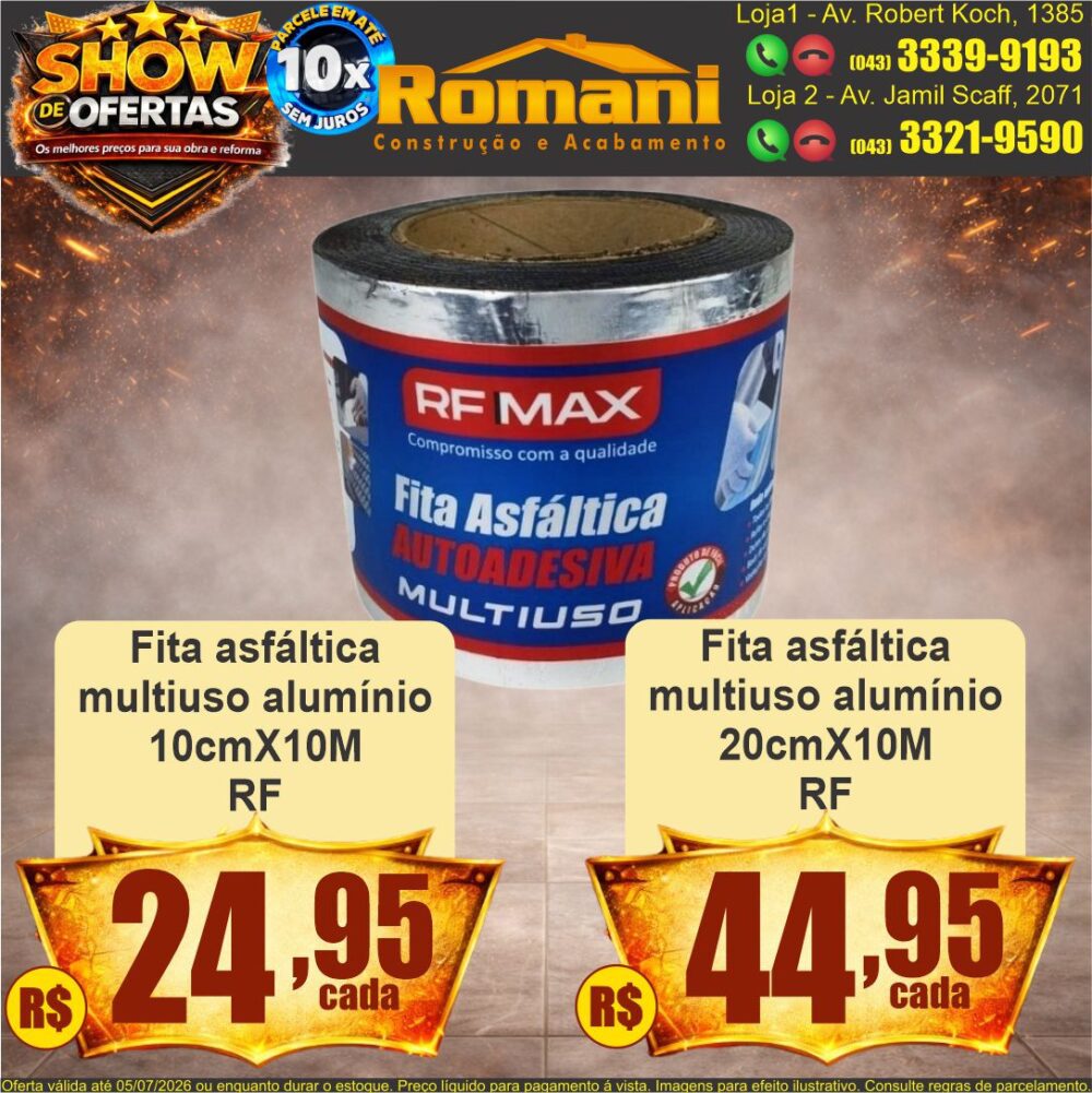 fita asfaltica multiuso aluminio rf max 10m show de ofertas promocao