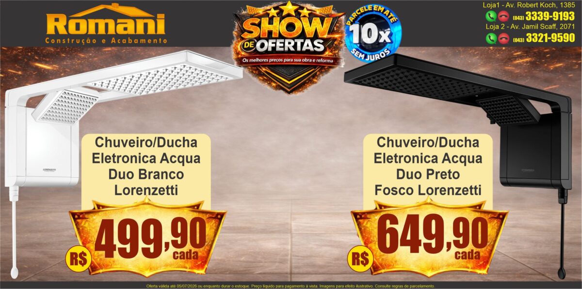 gr_chuveiro + ducha acqua duo branco + preto fosco black mate lorenzetti show de ofertas promocao