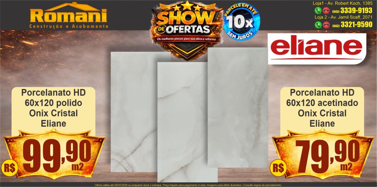 gr_porcelanato polido ou acetinado 60x120 onix cristal eliane show de oferta promocao