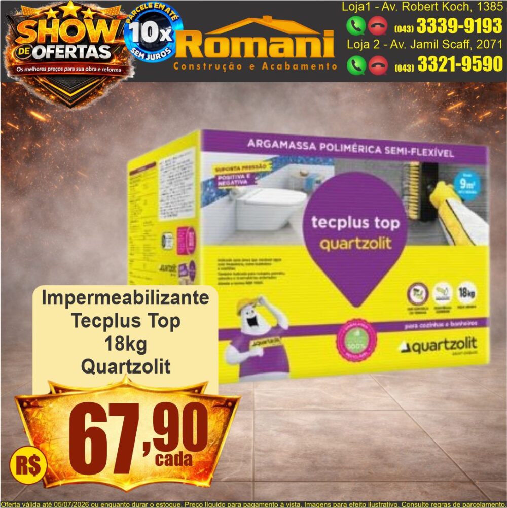 impermeabilizante tecplus top 18kg quartzolit show de ofertas promocao