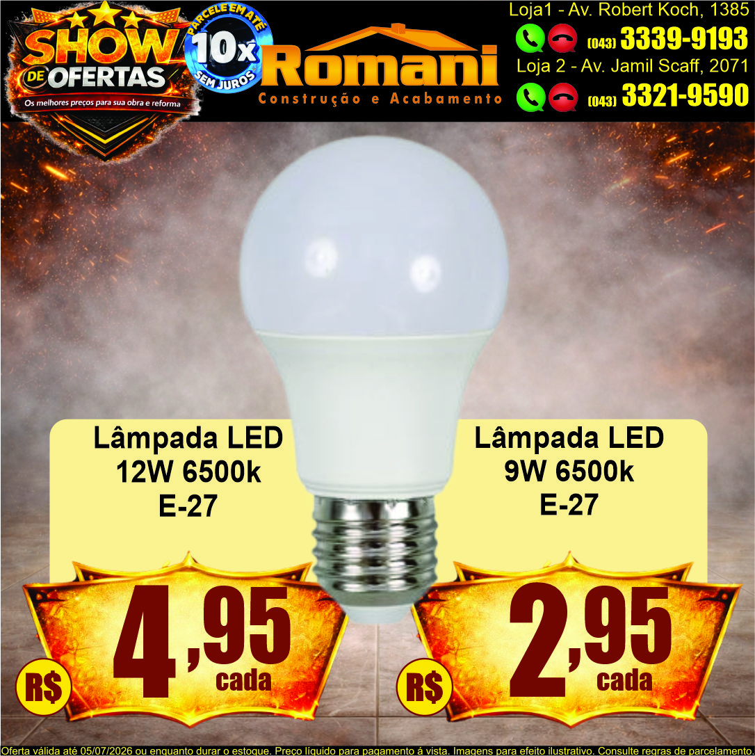 lampada led bulbo e-27 9w 12w show de oferta promocao