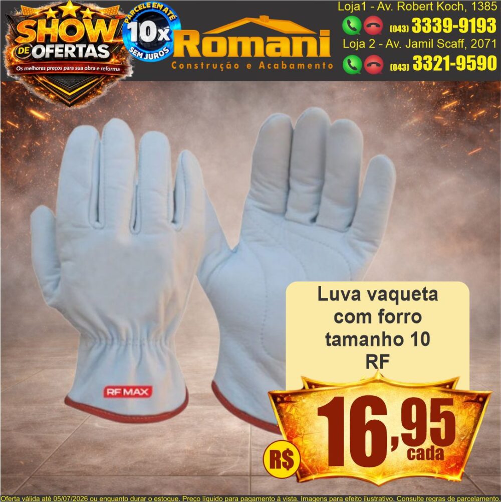 par luva vaqueta rf max show de ofertas promocao