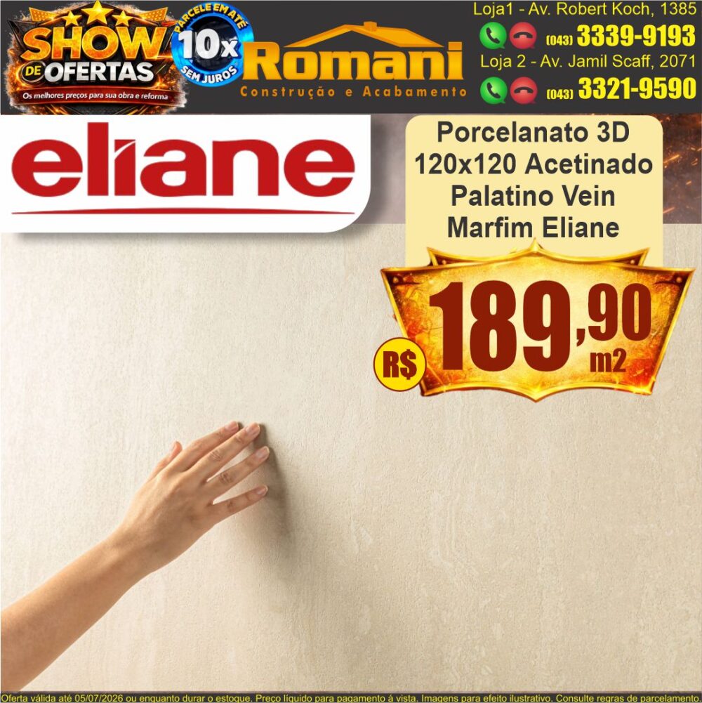 porcelanato acetinado palatino vein 3d 120x120 eliane show de oferta promocao