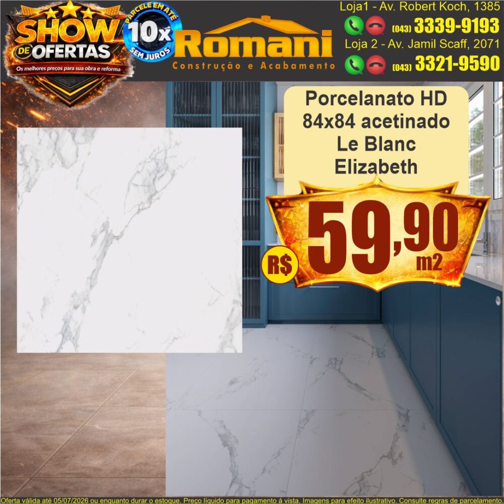 porcelanto le blanc 84x84 acetinado elizabeth show de ofertas promocao