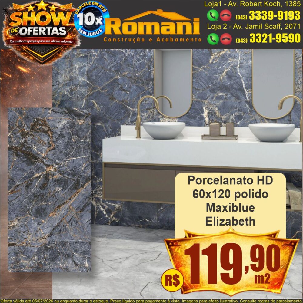 porcelanto polido 60x120 maxiblue elizabeth show de ofertas promocao