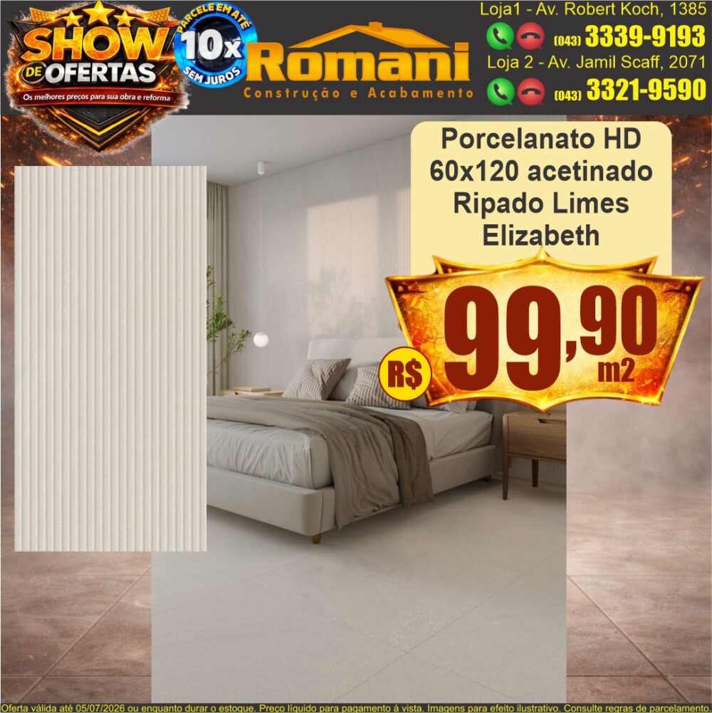 porcelanto ripado limes areia mate 60x120 elizabeth show de ofertas promocao