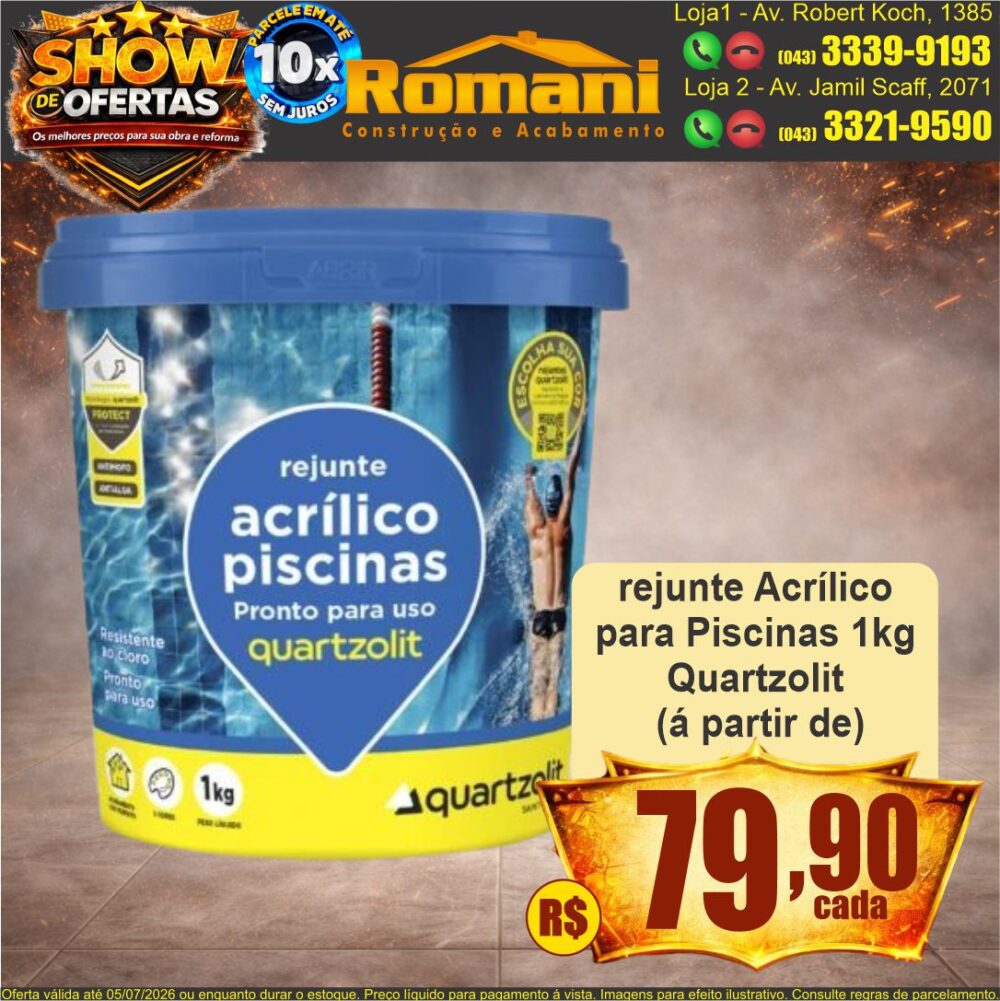 rejunte acrilico para piscinas quartzolit show de ofertas promocao