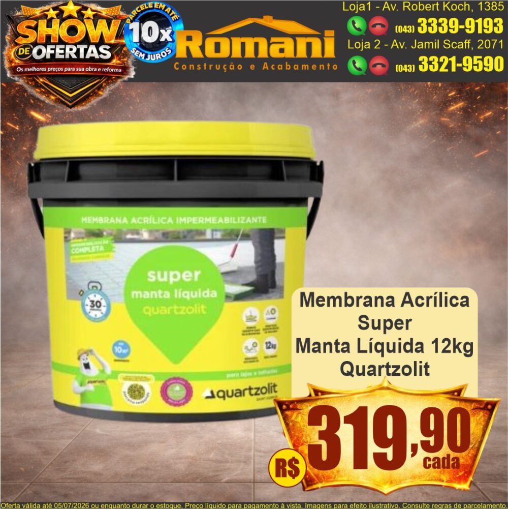 super manta acrilica quartzolit show de ofertas promocao