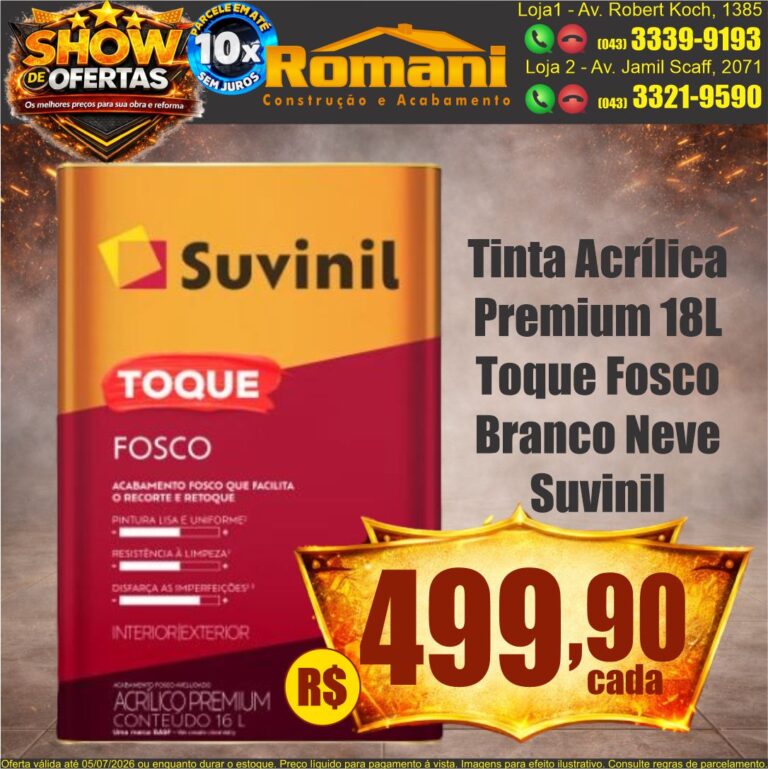 tinta acrilica toque fosco 18l suvinil show de ofertas promocao