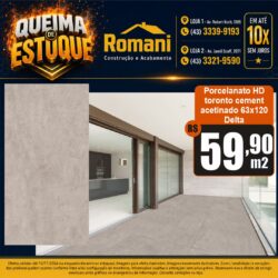 PORCELANATO ACETINADO RET 63X120 TORONTO CEMENT DELTA (2,25)*