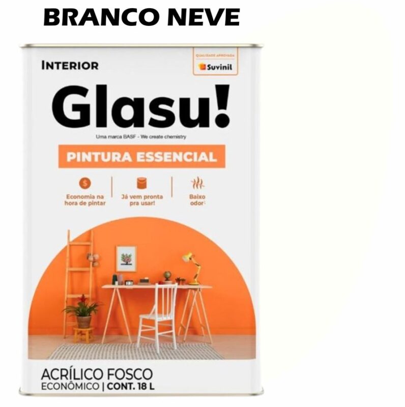 TINTA ACRILICA FOSCA GLASU PINTURA ESSENCIAL 18L BRANCO NEVE SUVINIL